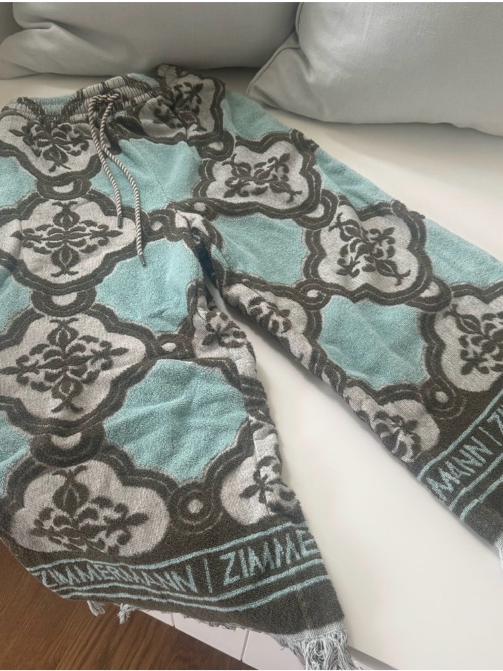 ZIMMERMANN Aqua & Green Patterned towel Pants